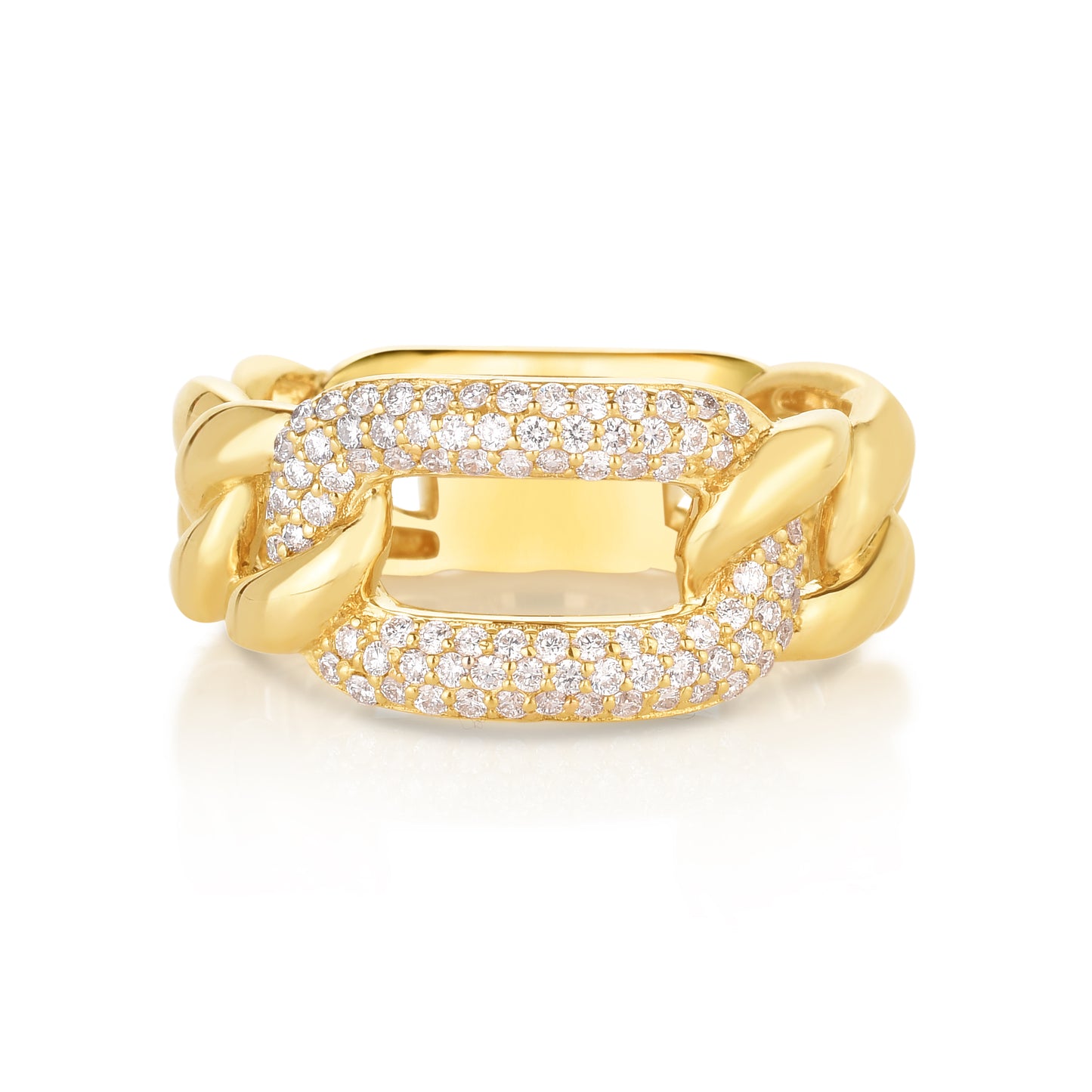 14K Yellow Gold Cuban Link Diamond Ring
