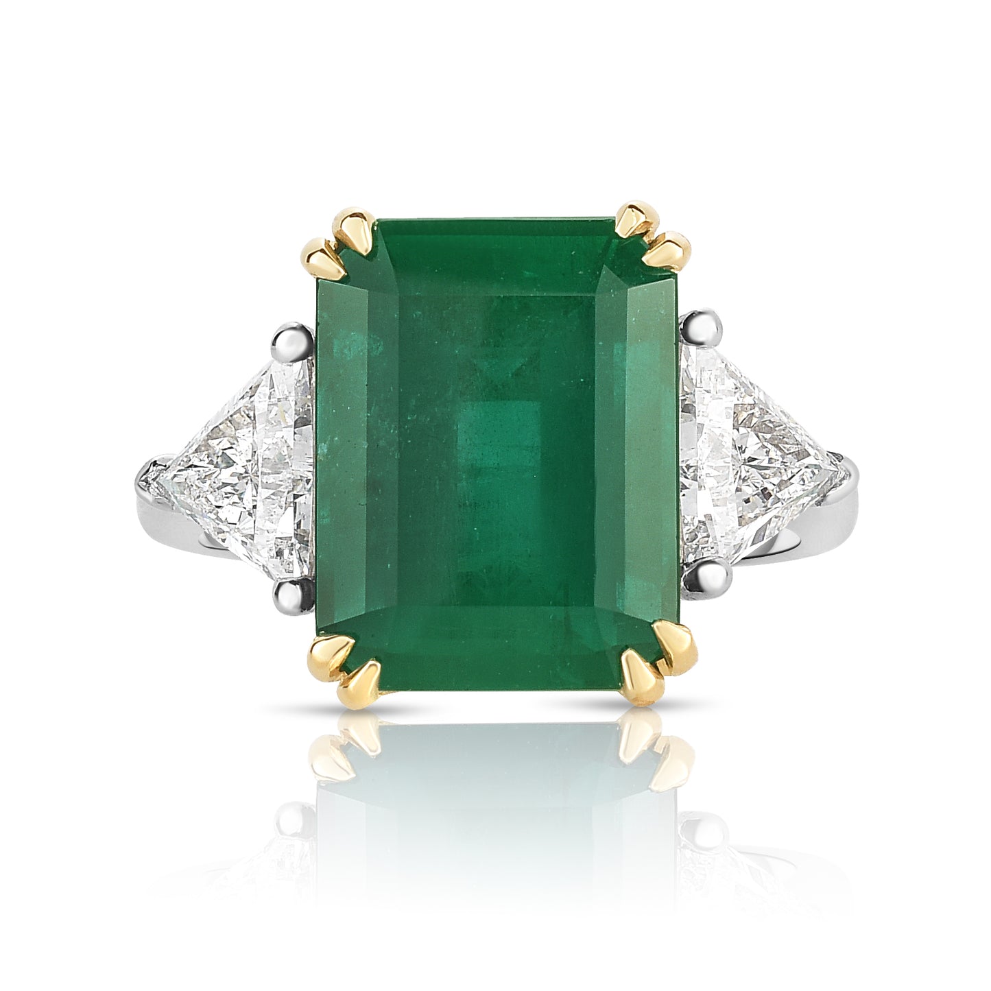 18K White & Yellow Gold Emerald and Diamond Ring