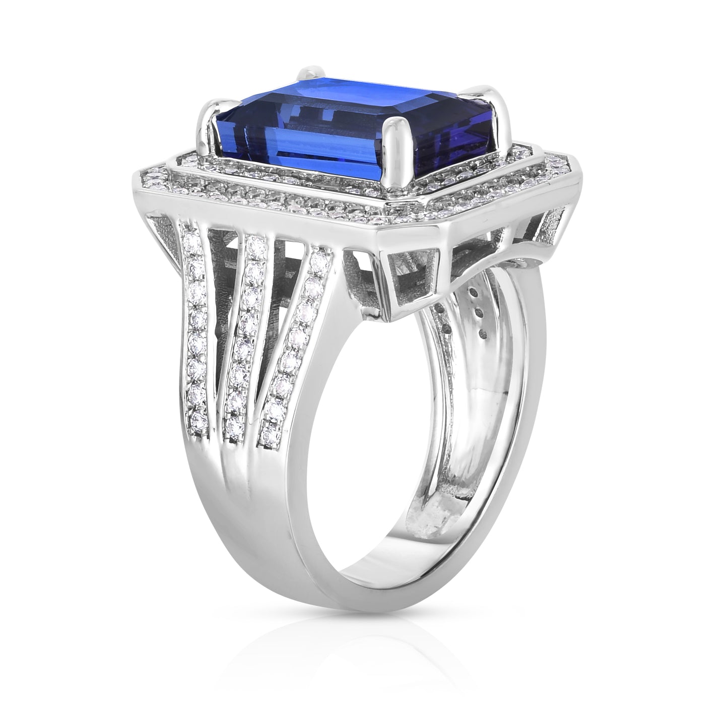 14K White Gold Tanzanite and Diamond Ring