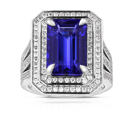 14K White Gold Tanzanite and Diamond Ring