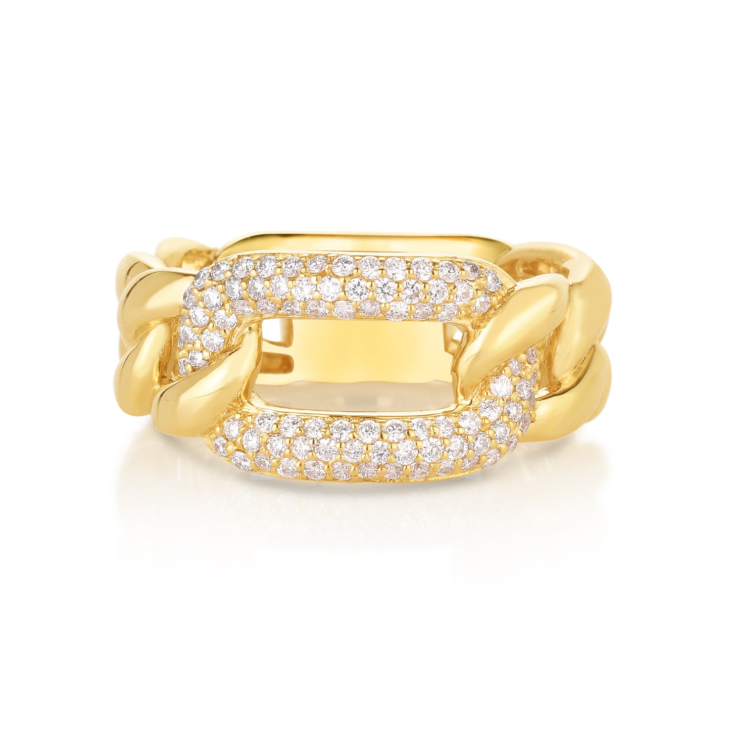 14K Yellow Gold Cuban Link Diamond Ring